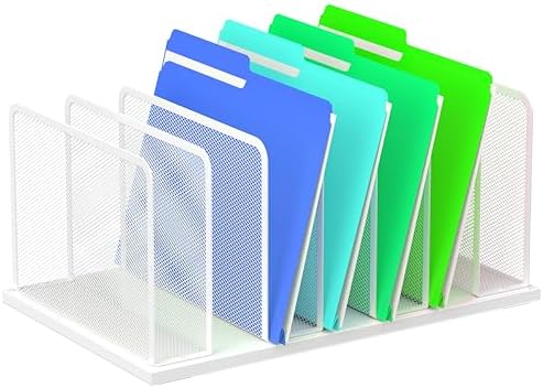 Kuntine.B 7-Section Upright Desk File Organizer White 1 Pack