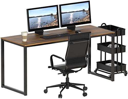 SHW Mission 55-Inch Home Office Computer Desk, Walnut