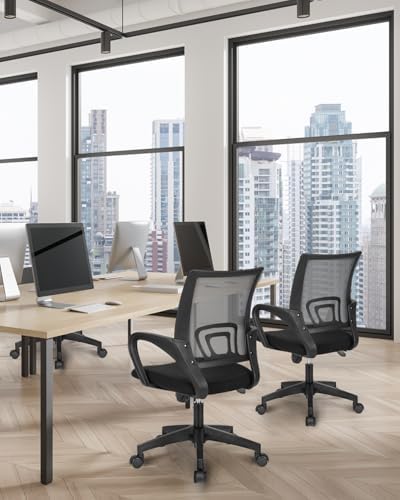 NEO CHAIR Office Computer Ergonomic Mid-Back Mesh Desk Chair, Black 2pack