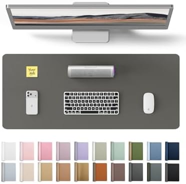 YSAGi Leather Desk Protector, Office Mat, Large Mouse Mat, Non-Slip PU Leather Blotter, Laptop Desk, Waterproof Writing Pad for Office and Home (Dark Grey, 23.6" x 13.8")