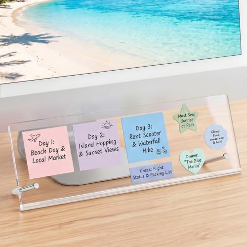 Monitor Memo Board Holder 14"x5", Office Organization Memo Holders for Computer Sticky Note Holder, Space-Saving Under Monitor, Movable & Reusable, Screen Saver for Office & Home Desktop Decor