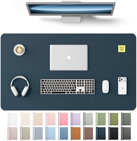 YSAGi Leather Desk Protector, Office Mat, Large Mouse Mat, Non-Slip PU Leather Blotter, Laptop Desk Mat, Waterproof Writing Pad for Office and Home(Dark Blue, 40" x 24")