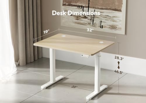 Claiks Electric Height Adjustable Standing Desk, 32x19 Inch, Nature