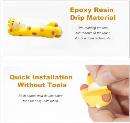 4 PCS Resin Giraffe Figurine Computer Monitor Decor,Cute Mini Goose Statues for Car Dashboard,Funny Desk/TV/Photo Frame Decorations (Yellow Giraffe)