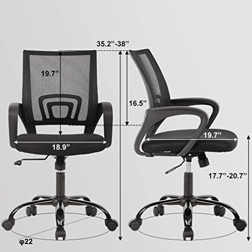 BestOffice Ergonomic Office Chair | Mid-Back Swivel Desk Chair | Black