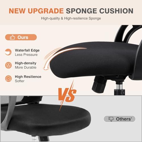 Sweetcrispy Computer Desk Chair, Mesh Office Chair with Lumbar Support