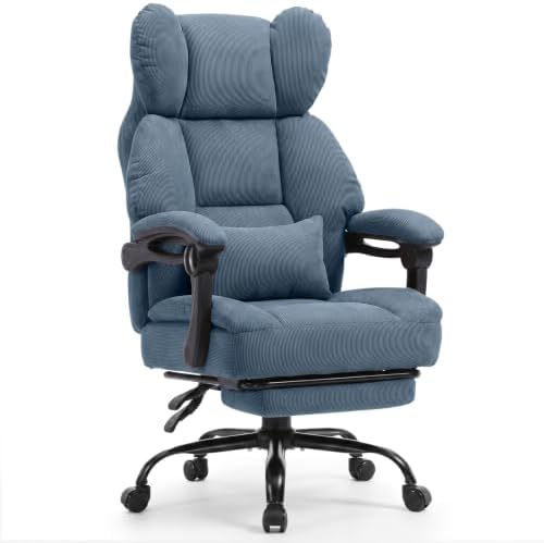 GTPLAYER Big&Tall Ergonomic Gaming Chair, Wide Spring Seat, Linkage Armrest,Blue