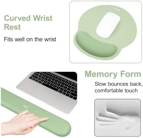 MOSISO Wrist Rest Support for Mouse Pad&Keyboard Set, Laurel Green
