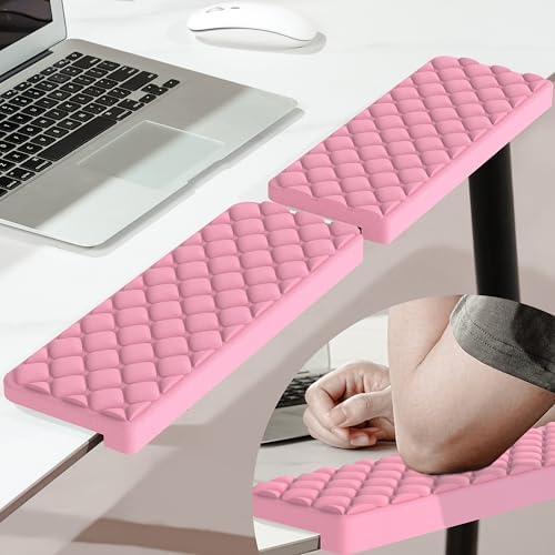 MEKASS L-Shaped Desk Elbow Pad for Desk, Memory Foam Elbow Support Padding with Non-Slip, Ergonomic Desk Edge Cushion, Wrist Comfort Support for Office Home 2 Pcs (Diamond Pink)