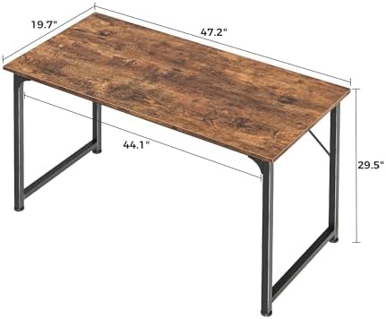 Huuger Computer Desk, 48 Inch Office Desk, Gaming Desk with Storage, Writing Desk Work Desk for Home Office, Study, Modern Simple Desk, Large Legroom, Metal Frame, Rustic Brown