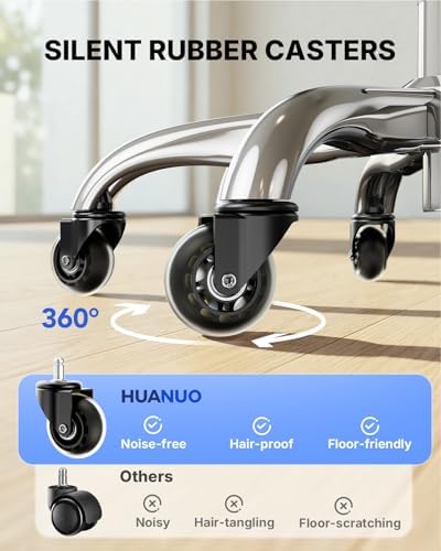HUANUO Ergonomic Office Chair with 6D Armrest, Seat Depth Adjustment, Lumbar Support, Quiet Rubber Caster, High Back Mesh Gaming Chair with 3D Headrest, Big and Tall Chair for Home Office, Pack of 8