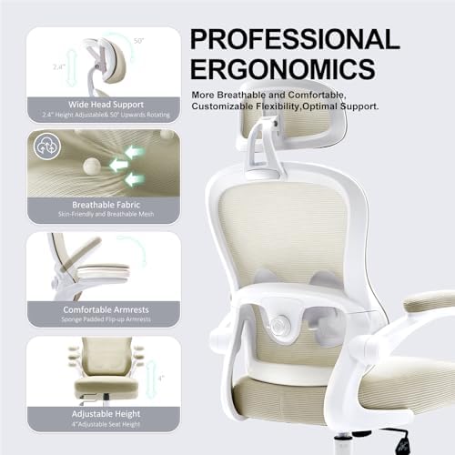 Ergonomic Office Chair,Ultra Thick Spring Cushion Desk Chair,Khaki