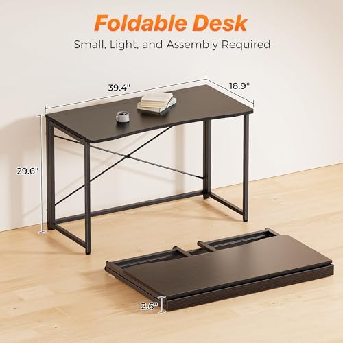 Huuger Folding Desk for Small Spaces, 39.4 Inch Foldable Computer Table