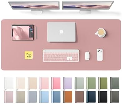 YSAGi Leather Desk Pad Protector, Office Desk Mat, Large Mouse Pad, Non-Slip PU Leather Desk Blotter, Laptop Desk Pad, Waterproof Desk Writing Pad for Office and Home (Pale Mauve,55" x 17.2")