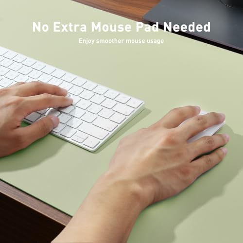 Aothia Leather Desk Pad Protector, Office Desk Mat, Large Mouse Pad, Non-Slip PU Leather Desk Blotter, Laptop Desk Pad, Waterproof Desk Writing Pad for Office and Home (48"x17", Grass Green)