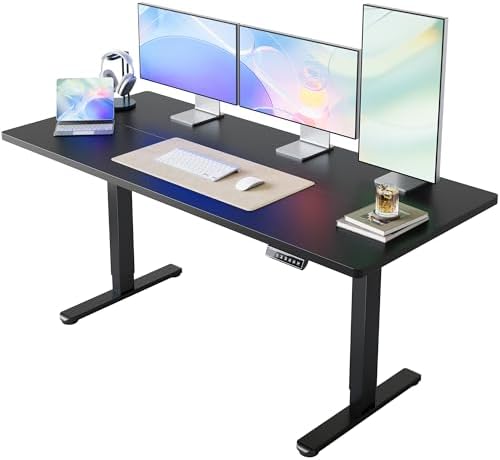 HUANUO 63x28 Inch Electric Standing Desk, Height Adjustable, Black
