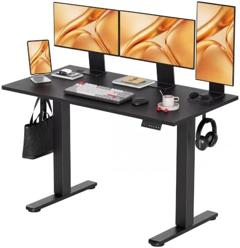 Claiks Electric Height Adjustable Standing Desk, 55x24 Inch, Black