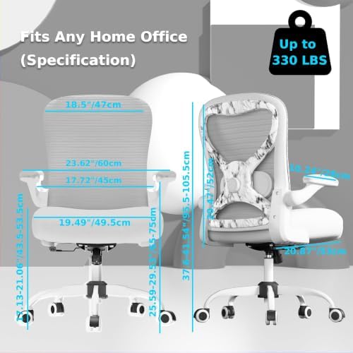 Ergonomic Home Office Chair, 4-Way Lumbar, Thick Cushion, 330LBS
