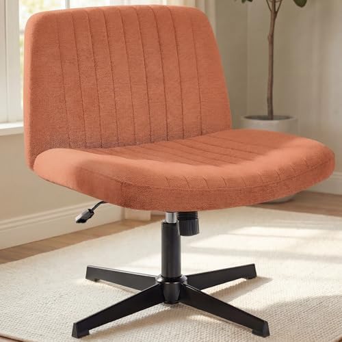 NEO CHAIR Criss Cross Chair with No Wheels, Cozy Wide Armless Seat, Brown