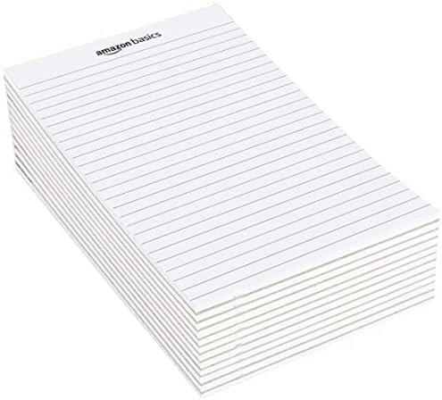 Amazon Basics Legal/Wide Ruled 8-1/2 by 11-3/4 Legal Pad, White, 600 Count (12 Pack of 50 Sheets)