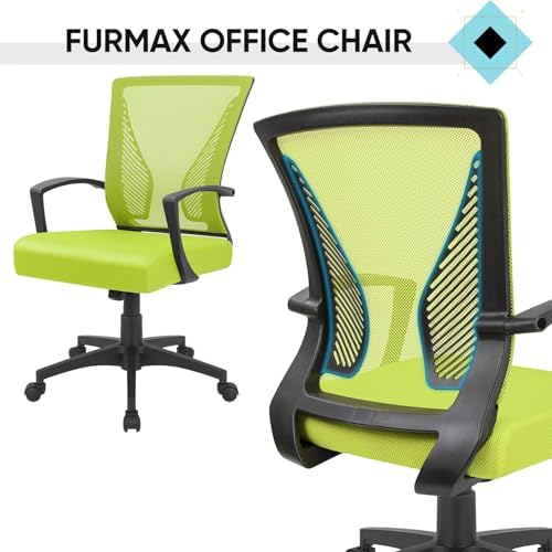 Furmax Office Chair Ergonomic Computer Desk Mesh Chair Mid Back Swivel Lumbar Support with Armrest (2, Cyan)