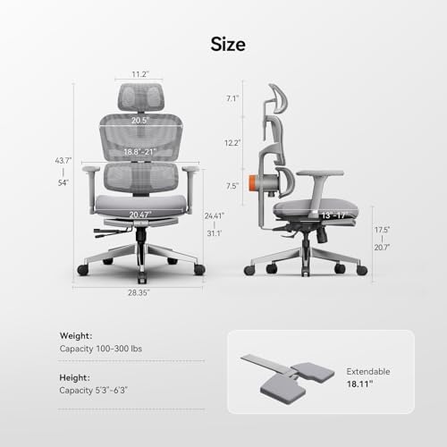 Newtral Office Chair Ergonomic - Home Office Desk Chair, Back Pain Chair with Auto-Following Lumbar Support, 4D Armrest, Seat Depth and Height Adjustable