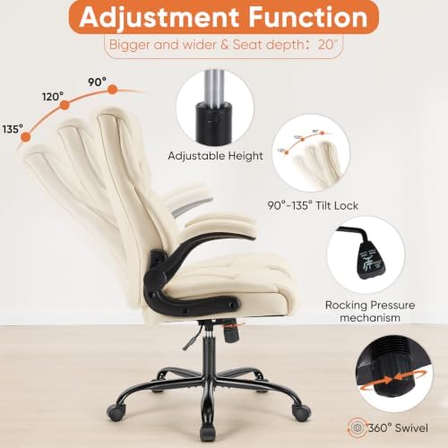 Sweetcrispy Home Office Desk Chairs, High Back PU Leather Chair