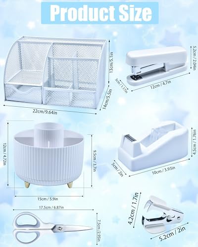 LXEVIHK White Desk Accessories 21-Piece Office Supplies Gift Set