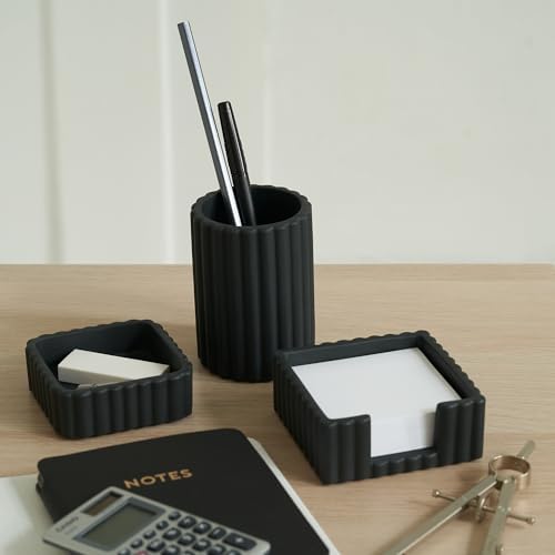 Modern Aesthetic Desk Accessories Set of 3 - Stylish Concrete Organizers