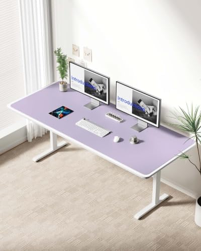 YSAGi Leather Desk Protector, Office Mat, Large Mouse Mat, Non-Slip PU Leather Blotter, Laptop Desk Mat, Waterproof Writing Pad for Office and Home(Light Purple, 63" x 24")