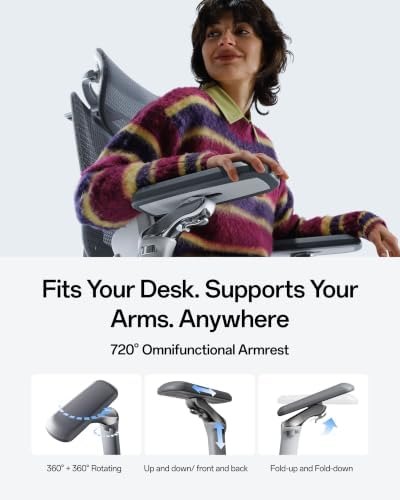 Hbada E3 Pro 2026 Edition Ergonomic Office Chair, Mesh Desk Chair with 3-Zone Floating Lumbar Support, Upgraded 4D Headrest, 720° Armrests, Grey with Footrest