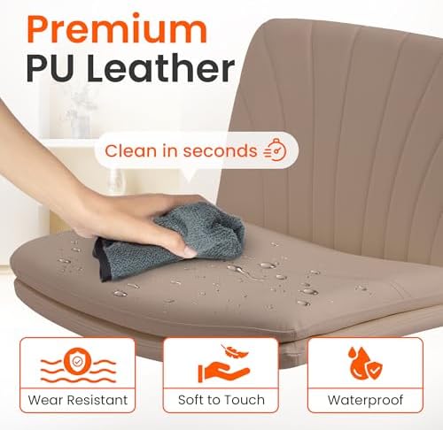 Orange Factory Criss Cross Chair, Wide Leather Vanity Desk Seat, Brown Pu