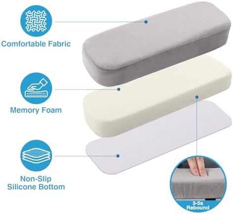 Smiry Memory Foam Office Chair Armrest Pads, Non-Slip Armrest Cushion