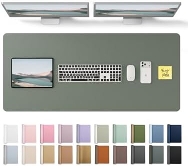 YSAGi Leather Desk Protector, Office Mat, Large Mouse Mat, Non-Slip PU Leather Blotter, Laptop Desk Pad, Waterproof Writing Pad for Office and Home (Dark Green, 47" x 17")
