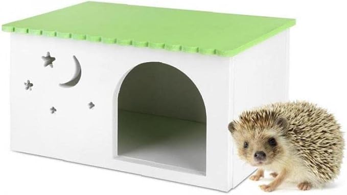 Hedgehog Box Wood Plastic Board Guinea Pigs Rabbits Nest House Ecological Simulation Pets Cage Green Cabin for Hedgehogs