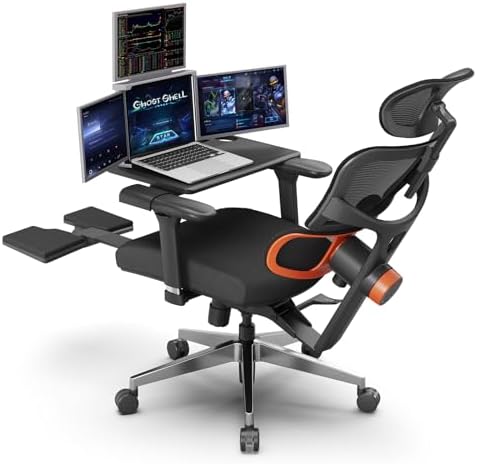 Newtral Ergonomic Office Chair - Home Office Desk Chair with Auto-Following Lumbar Support, 4D Armrest, Seat Depth and Height Adjustable (Black, Footrest + Laptop Tray)