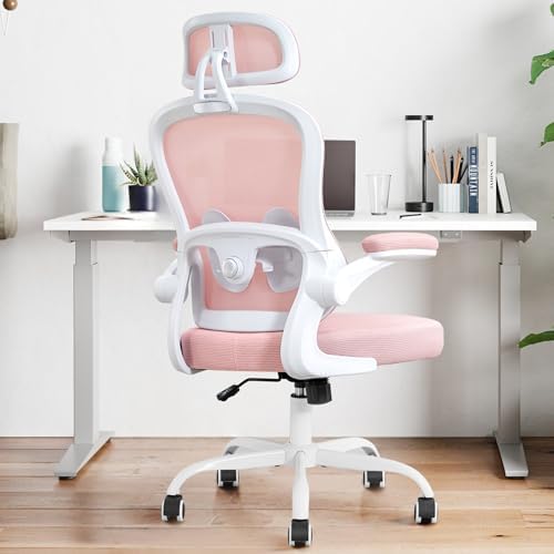 Ergonomic Office Chair,Ultra Thick Spring Cushion Desk Chair,Pink