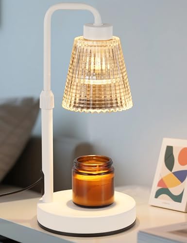 White Candle Warmer Lamp with 24h Cycle Timer, Dimmable Wax Melt Warmer