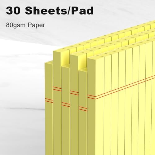 AILZFEI 6pcs Small Note Pad 5x8 College Ruled Legal Pads Paper Notepads 6 Pack Study Back Writing Pads 5 x 8 Legal Pads Perforated Narrow Ruled Pads of Paper Yellow