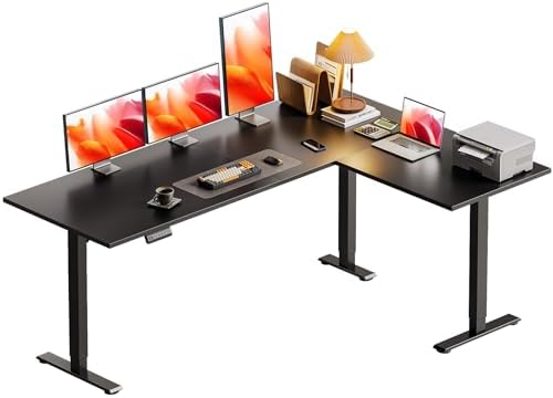 Casaottima 63 Inch L Shaped Electric Standing Desk, Home Office, Black