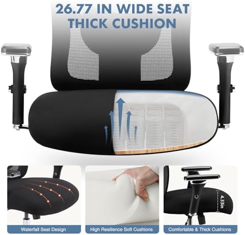 DUMOS Big and Tall Office Desk Chair, 500lbs Heavy Duty Mesh Chair