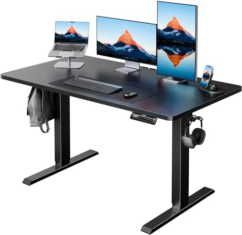 HUANUO 48x23 Inch Electric Standing Desk, Adjustable, Light Vintage Brown
