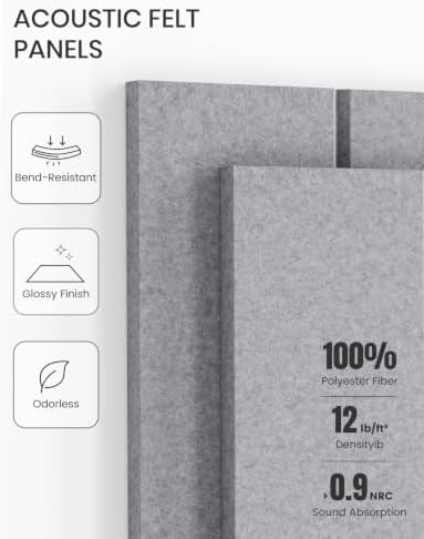 Fluxynara 48" x 36" Large Felt Bulletin Board, Soft Gray