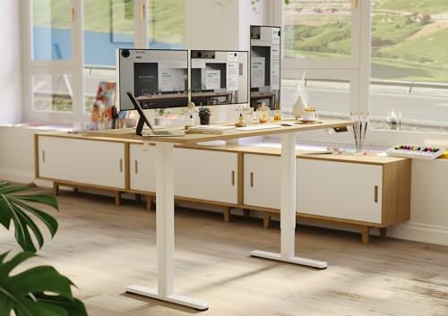 Claiks Electric Height Adjustable Standing Desk, 55x24 Inch, Nature
