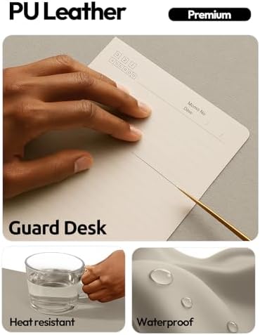 YSAGi Leather Desk Pad Protector, Office Desk Mat, Large Mouse Pad, Non-Slip PU Leather Desk Blotter, Laptop Desk Pad, Waterproof Desk Writing Pad for Office and Home (Olive Beige, 35.4" x 17")