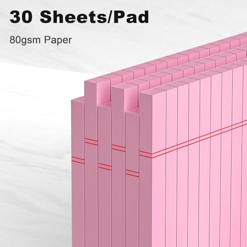 AILZFEI 6pcs Small Note Pad 5x8 College Ruled Pink Legal Pads Paper Notepads 6 Pack Study Back Writing Pads 5 x 8 Legal Pads Perforated Narrow Ruled Pads of Paper Pink