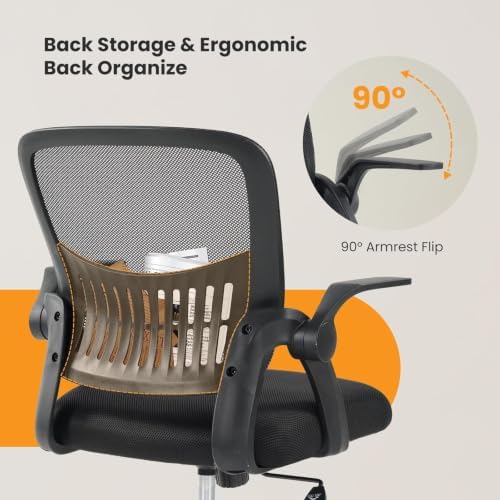 Sweetcrispy Computer Desk Chair, Home Office Chair, Lumbar Support, Black