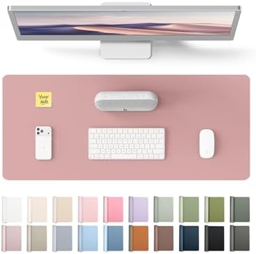YSAGi Leather Desk Protector, Office Mat, Large Mouse Mat, Non-Slip PU Leather Blotter, Laptop Desk Pad, Waterproof Writing Pad for Office and Home (Pale Mauve, 23.6" x 13.8")