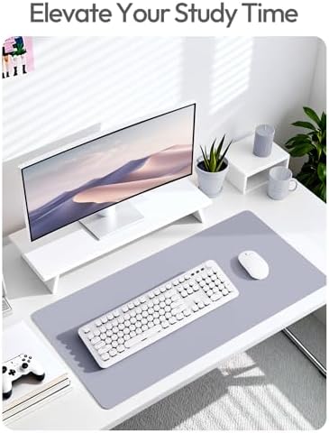 YSAGi Leather Desk Pad Protector, Office Desk Mat, Large Mouse Pad, Non-Slip PU Leather Desk Blotter, Laptop Desk Pad, Waterproof Desk Writing Pad for Office and Home (Soft Lavender, 35.4" x 17")