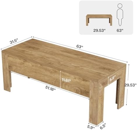 Tribesigns 63" Modern Home Office Desk, Wooden Computer Desk, Light Brown